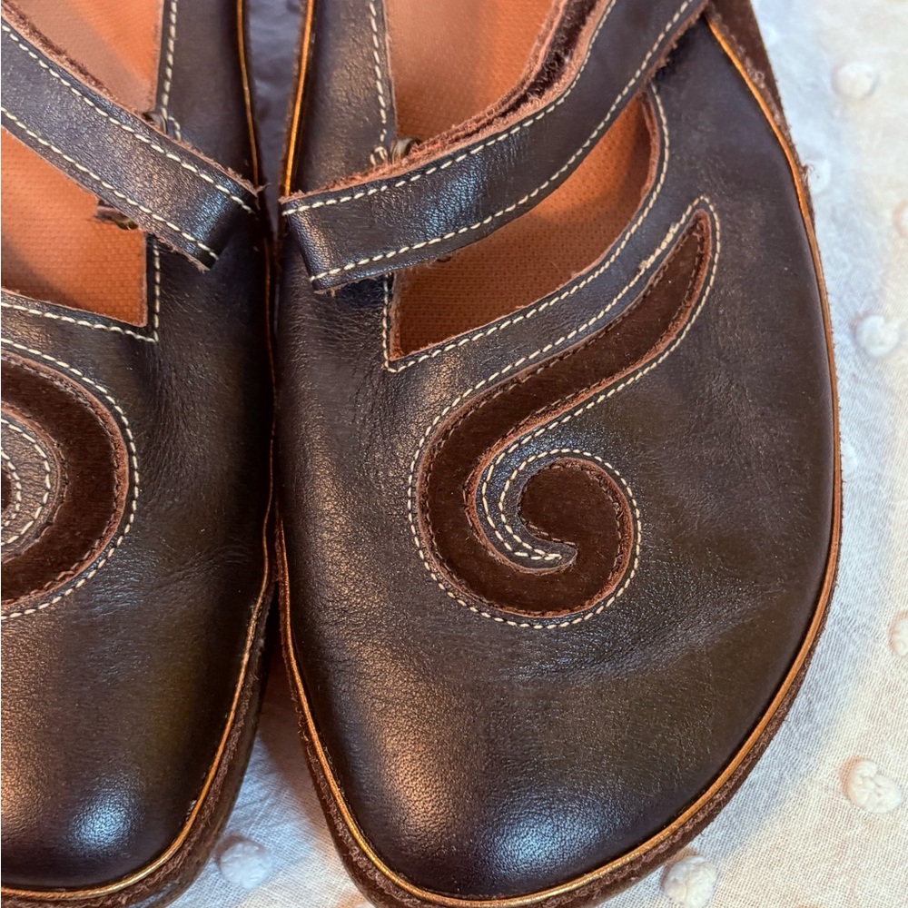 Naot Brown Matai Leather Mary Jane Flats Swirl Size 8 - Picture 5 of 10
